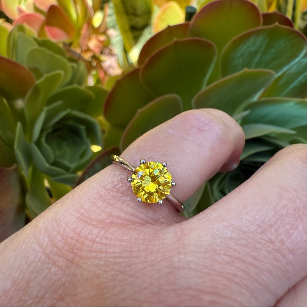 Sterling Silver Solitaire Ring With Lab Created C… - image 2